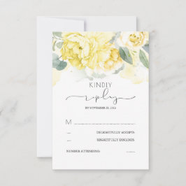 Grünpflanzen und gelbe Blumen Hochzeitstag RSVP Karte