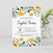 Grünpflanzen und Gelbfall Brautparty Einladung (Stehend Vorderseite)