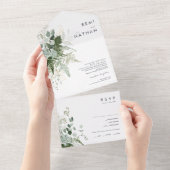 Grünpflanzen und Gold Leaf einfaches Siegel und se All In One Einladung (Abreißen)