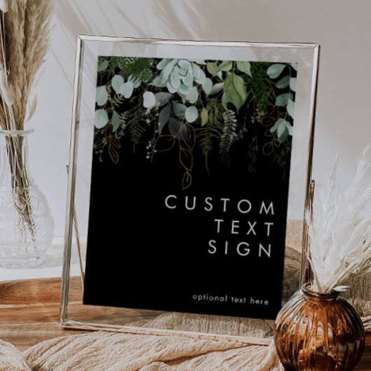 Grünpflanzen und Gold | Schwarze Karten und Sonder Poster