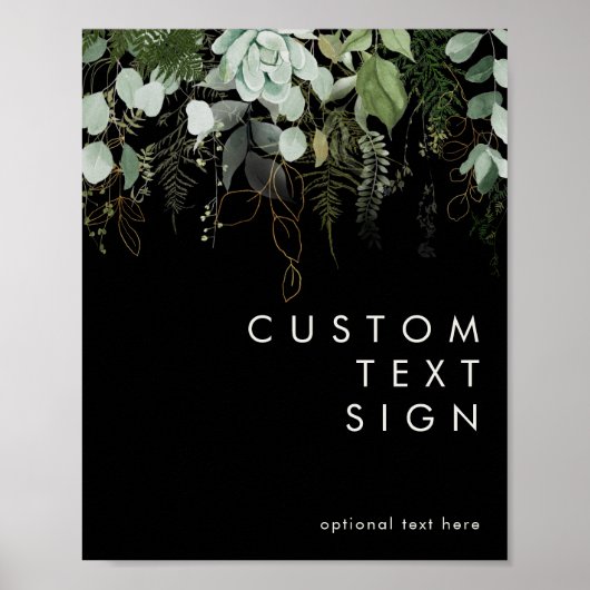 Grünpflanzen und Gold | Schwarze Karten und Sonder Poster (Vorne)