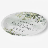 Grünpflanzen und goldene Brautparty-Teller Pappteller (Schrägansicht)