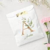 Grünpflanzen und goldenes Blattwerk A monogramm Geschenktütchen (Versiegelt)