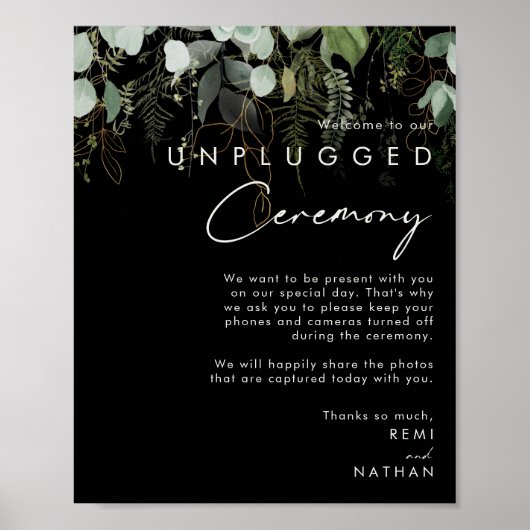 Grünpflanzen und Goldleaf | Black Unplugony Zeremo Poster (Vorne)