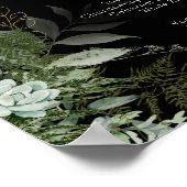 Grünpflanzen und Goldleaf | Black Wedding Drinks M Poster (Ecke)