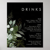Grünpflanzen und Goldleaf | Black Wedding Drinks M Poster (Vorne)