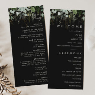 Grünpflanzen und Goldleaf   Black Wedding Program Programm