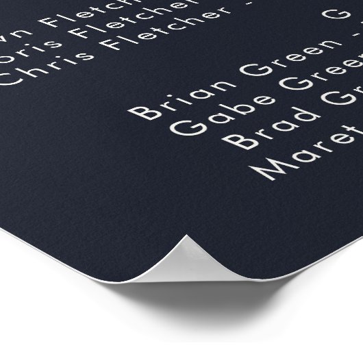 Grünpflanzen und Goldleaf | Dark Navy Alphabetical Poster (Ecke)