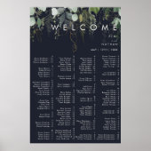 Grünpflanzen und Goldleaf | Dark Navy Alphabetical Poster (Vorne)