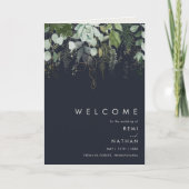 Grünpflanzen und Goldleaf | Dark Navy Faltenhochze Programm (Vorderseite)