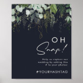 Grünpflanzen und Goldleaf | Dark Navy Oh Snap Hash Poster (Vorne)