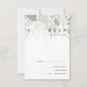 Grünpflanzen und Goldleaf | Dark Navy RSVP Card (Vorderseite)