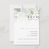 Grünpflanzen und Goldleaf | Dark Navy Song Request RSVP Karte (Vorderseite)