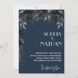 Grünpflanzen und Goldleaf | Dunkle Hochzeit der Ma Einladung