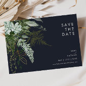 Grünpflanzen und Goldleaf | Dunkle Marine Horizont Save The Date