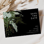 Grünpflanzen und Goldleaf | Horizontal schwarz Save The Date