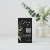 Grünpflanzen und Goldleaf | QR-Code für Fotos frei Platzkarte (Stehend Vorderseite)