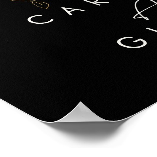 Grünpflanzen und Goldleaf | Schwarze Karten und Ge Poster (Ecke)