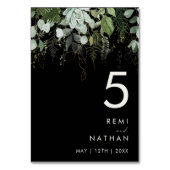 Grünpflanzen und Goldleaf | Schwarze Tischnummer (Vorderseite)