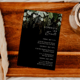 Grünpflanzen und Goldleaf   Schwarzer Veranstaltun Begleitkarte