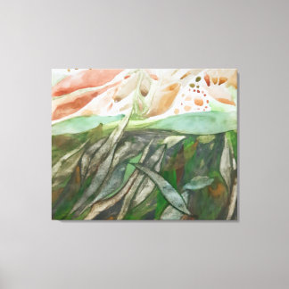 Grünpflanzen und halbfarbiges Blattwerk botanisch Leinwanddruck