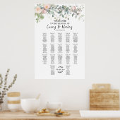 Grünpflanzen und Rose Hochzeitskarte 17 Tische Poster (Küche)