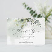 Grünpflanzen von Boho eucalyptus Baby Dusche Dankeskarte (Stehend Vorderseite)