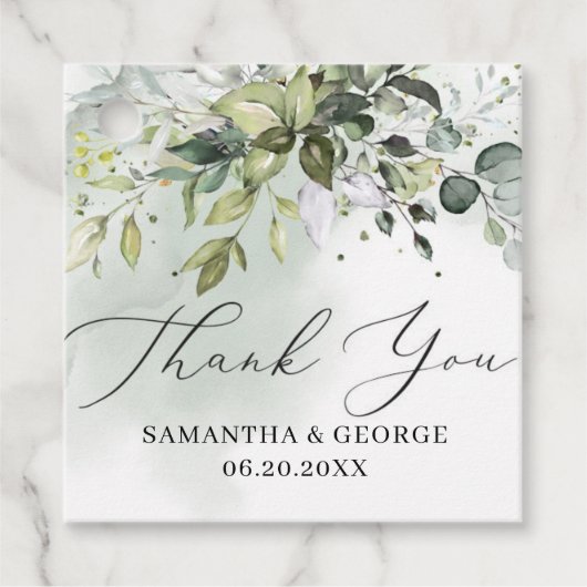 Grünpflanzen von Boho eucalyptus Blätter Hochzeit Geschenkanhänger (Vorderseite)