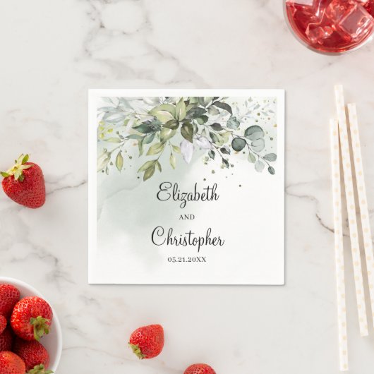 Grünpflanzen von Boho eucalyptus Blätter Hochzeit Serviette (Beispiel)