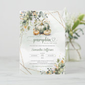 Grünpflanzen von Boho Herbstlaube Kürbis Einladung (Stehend Vorderseite)