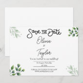 Grünpflanzen Whimsical Save the Date Einladung (Vorne/Hinten)