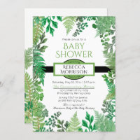 Grünpflanzen | Wild Ferns Baby Shower Einladungen