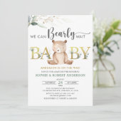 Grünpflanzen wir können Teddy Bear Baby Dusche war Einladung (Stehend Vorderseite)