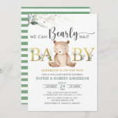 Grünpflanzen wir können Teddy Bear Baby Dusche war Einladung (Vorne/Hinten)