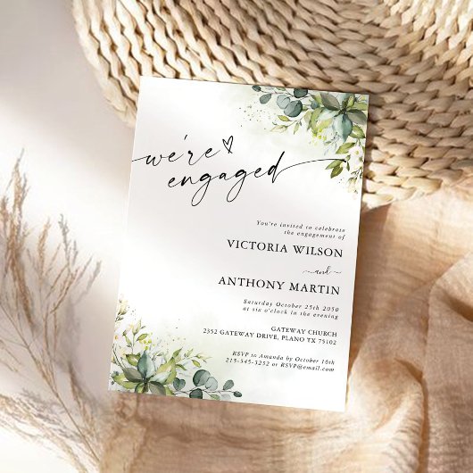 Grünpflanzen Wir sind verlobte Einladung