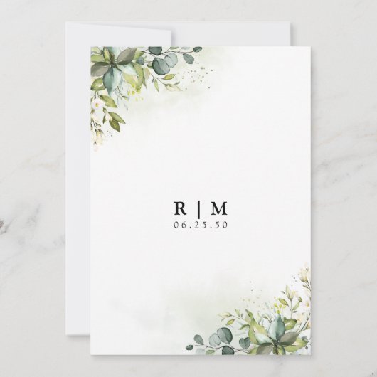 Grünpflanzen Wir sind verlobte Einladung (Rückseite)