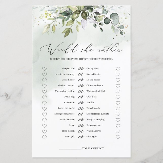 Grünpflanzen Wollte sie lieber ein Brautspiel (Vorderseite)