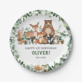 Grünpflanzen Woodland Animals Kinderdusche Geburts Pappteller (Vorderseite)