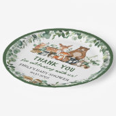 Grünpflanzen Woodland Animals Kinderdusche Geburts Pappteller (Schrägansicht)