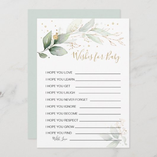 Grünpflanzen Wünsche für Baby Shower Game Invit Einladung (Vorne/Hinten)