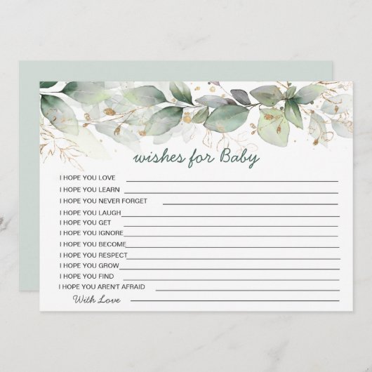 Grünpflanzen Wünsche für Babydusche Spiel Einladung (Vorne/Hinten)