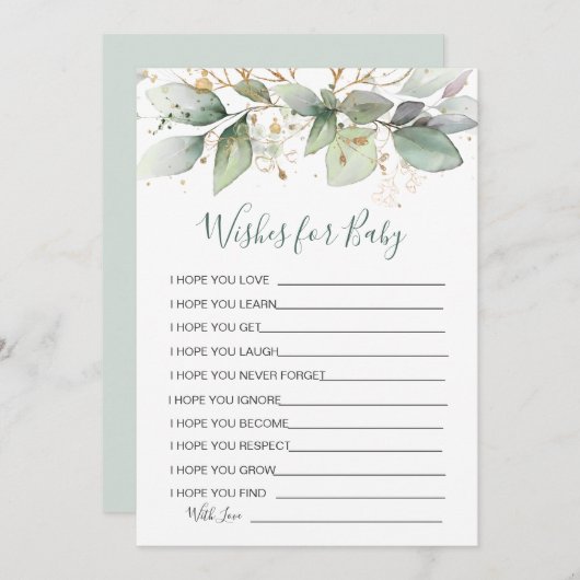 Grünpflanzen Wünsche für Babydusche Spiel Einladung (Vorne/Hinten)