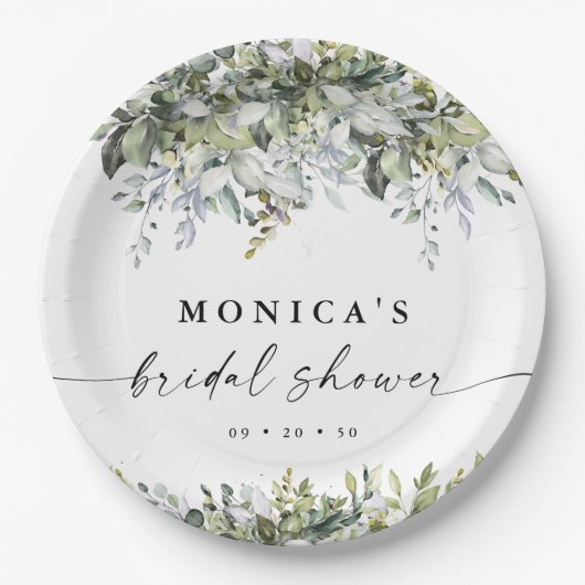 Grünpflanzenpapierplatte für Brautparty Pappteller (Vorderseite)