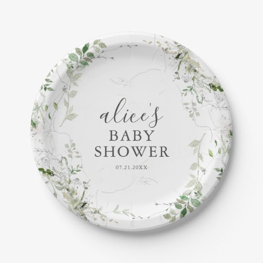 Grünpflanzliches Brautparty Pappteller (Vorderseite)