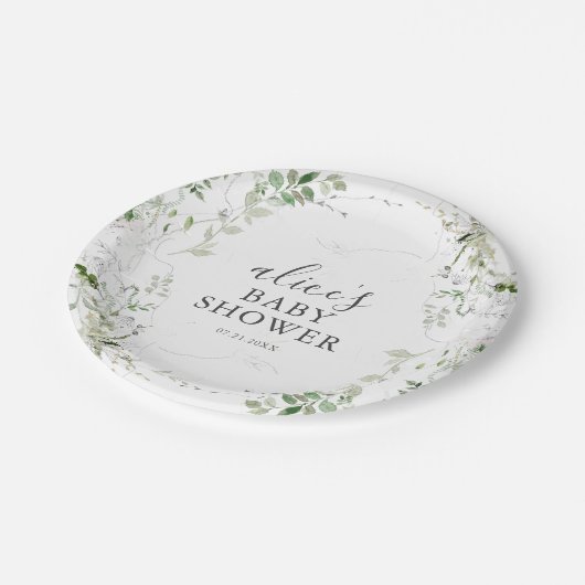 Grünpflanzliches Brautparty Pappteller (Schrägansicht)