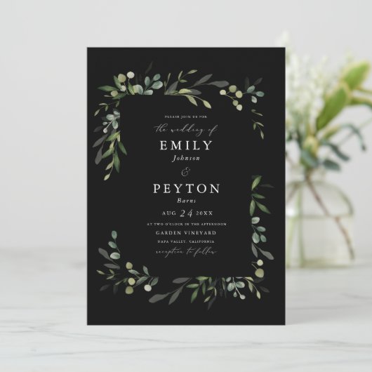 Grünrahmen Einladung (Stehend Vorderseite)