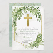Grünrahmen Erste heilige Kommunion Einladung (Vorne/Hinten)