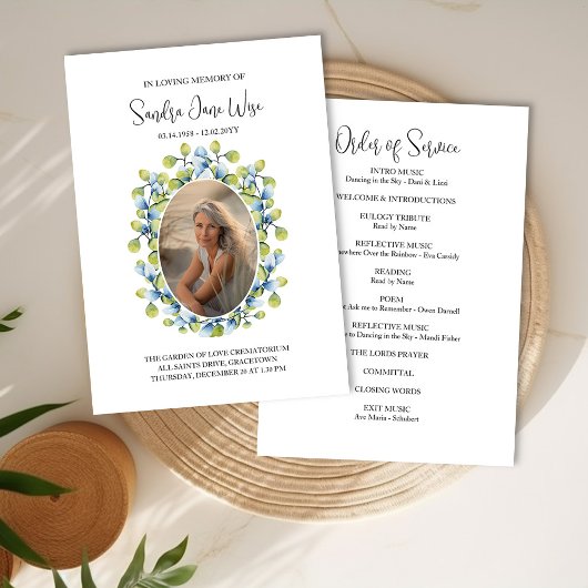 Grünrahmen Foto Beerdigung Bestellung der Servicek Einladung