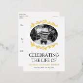 Grünrahmen Oval Foto Beerdigung Gold Folie Einladungspostkarte (Vorderseite/Rückseite)