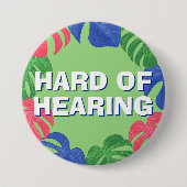 Grünrosa blaue tropische Blätter sind schwer zu hö Button (Vorderseite)